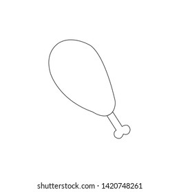 Chicken leg or drumstick flat vector icon for food apps and websites