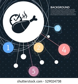 Chicken leg or drumstick icon with the background to the point and with infographic style. Vector illustration