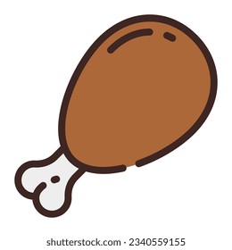 Chicken Leg Drumstick Simple Line Icon Symbol Logo