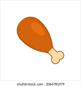 Chicken leg and drumstick vector colored icon. Isolated clipart and illustration on white background.
