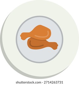 Icono de estilo de círculo plano de pierna de pollo