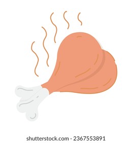 Chicken leg flat colorfull vector icon