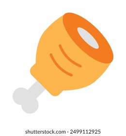 Chicken Leg Flat Icon Design For Personal nad Commercial Use