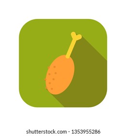 Chicken leg. Flat icon of fast food or snack. Vector