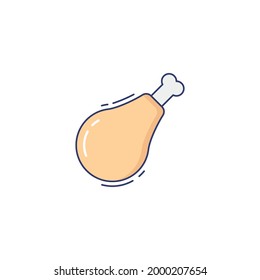 chicken leg Flat Icon Isolated On White Background 