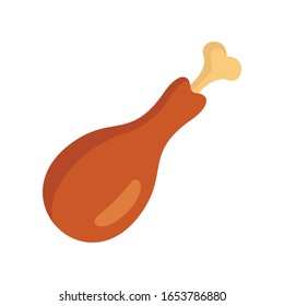Chicken leg flat icon. Vector Chicken leg in flat style isolated on white background. Element for web, game and food meat advertising
