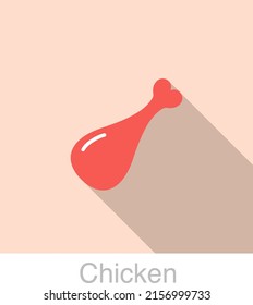 Chicken leg food flat icon vector vector illustration