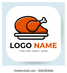 chicken leg food logo template illustration vector graphic