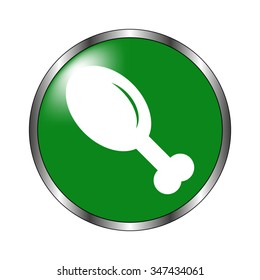 chicken leg - green vector icon