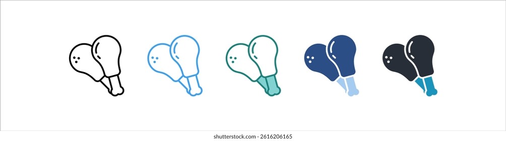 Chicken Leg Icon In Different Style Vector