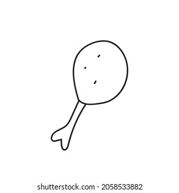 Icono de pierna de pollo doodle ilustración vectorial