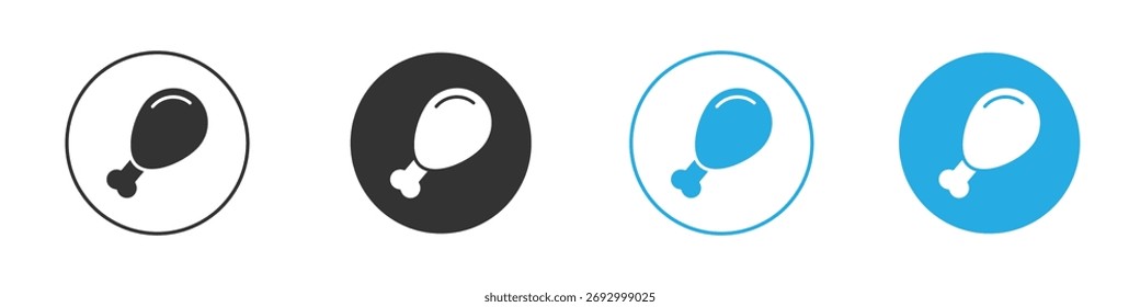 Ícone de perna de frango em vetor plano editável em preto e branco