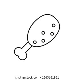 icono de la pierna de pollo del icono de comida rápida para concepto móvil y aplicaciones web. Icono de pierna de pollo de línea delgada se puede usar para web y móvil. Icono premium sobre fondo blanco