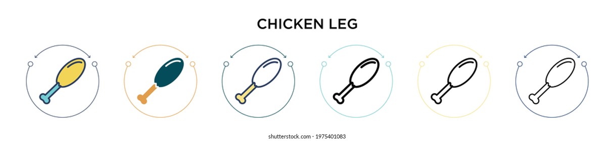 Chicken leg icon in filled, thin line, outline and stroke style. Vector illustration of two colored and black chicken leg vector icons designs can be used for mobile, ui, web