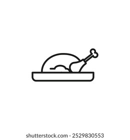 Chicken leg icon flat line symbol set.