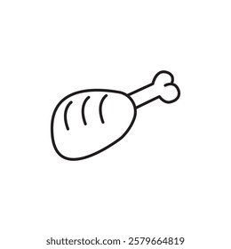Chicken leg icon Flat simple outline