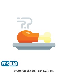 chicken leg icon in flat style isolated on white background. Editable color. EPS 10