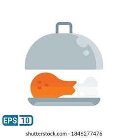 chicken leg icon in flat style isolated on white background. Editable color. EPS 10