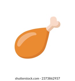 Icono de pierna de pollo en estilo plano. Ilustración vectorial del menú de comida rápida en fondo aislado. Concepto de negocio de señas con tambores.