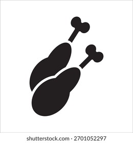 Ícone de perna de frango em estilo plano. fundo isolado.	