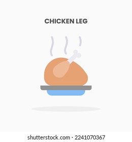 Chicken Leg icon flat. Vector illustration on white background. Can used for web, app, digital product, presentation, UI and many more.