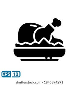 chicken leg icon in glyph style isolated on white background. EPS 10
