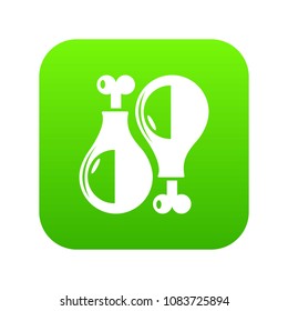 Chicken leg icon green vector isolated on white background