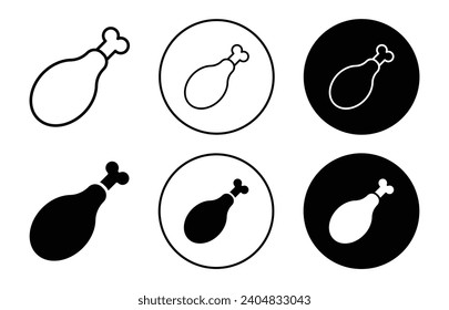 Chicken leg icon. hot turkey chicken fry grill dish. toasted barbecue food of chicken thigh or leg piece with bone symbol. roasted turkey chicken leg piece for dinner set vector 