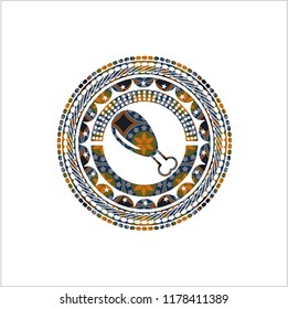 chicken leg icon inside arabesque style emblem. arabic decoration.
