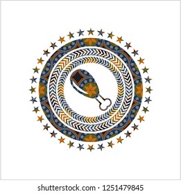 chicken leg icon inside arabesque emblem. arabic decoration.