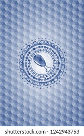chicken leg icon inside blue hexagon emblem.