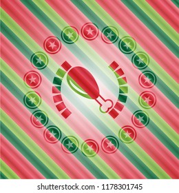 chicken leg icon inside christmas style badge..