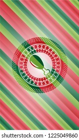 chicken leg icon inside christmas colors style emblem.
