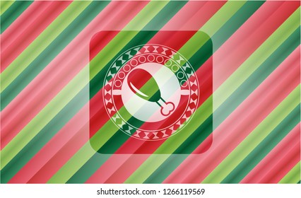 chicken leg icon inside christmas colors style emblem.