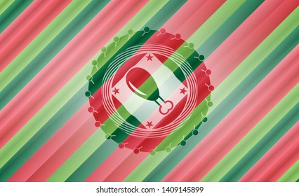 chicken leg icon inside christmas style badge..