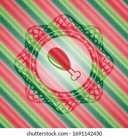 chicken leg icon inside christmas emblem background.