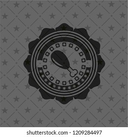 chicken leg icon inside dark emblem. Retro