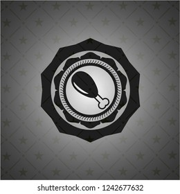chicken leg icon inside dark emblem. Retro