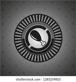 chicken leg icon inside dark emblem