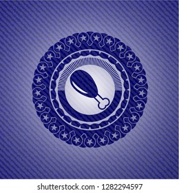 chicken leg icon inside emblem with jean high quality background
