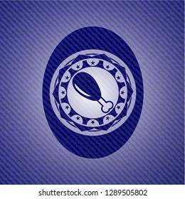 chicken leg icon inside emblem with denim high quality background