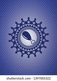 chicken leg icon inside emblem with denim high quality background