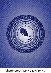 chicken leg icon inside emblem with denim high quality background