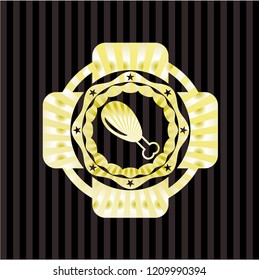 chicken leg icon inside gold badge