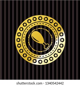 chicken leg icon inside golden badge