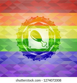 chicken leg icon inside lgbt colors emblem 