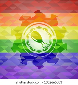 chicken leg icon inside lgbt colors emblem 