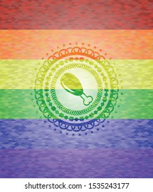 chicken leg icon inside lgbt colors emblem 