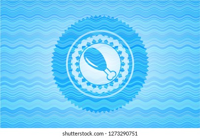 chicken leg icon inside light blue water badge.