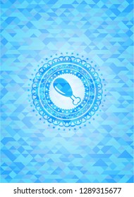 chicken leg icon inside light blue mosaic emblem